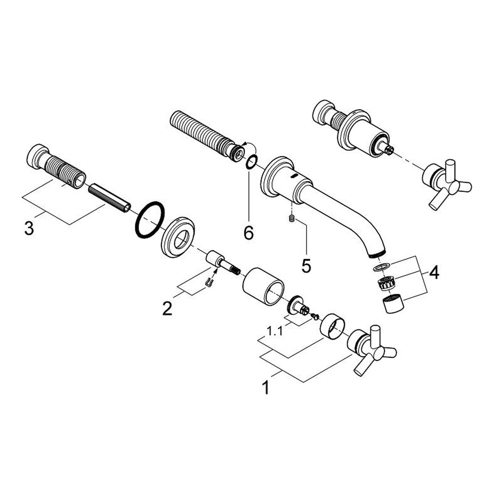 Onderdelentekening Grohe Atrio driegats Wastafelmengkraan S-Size 2008–2012