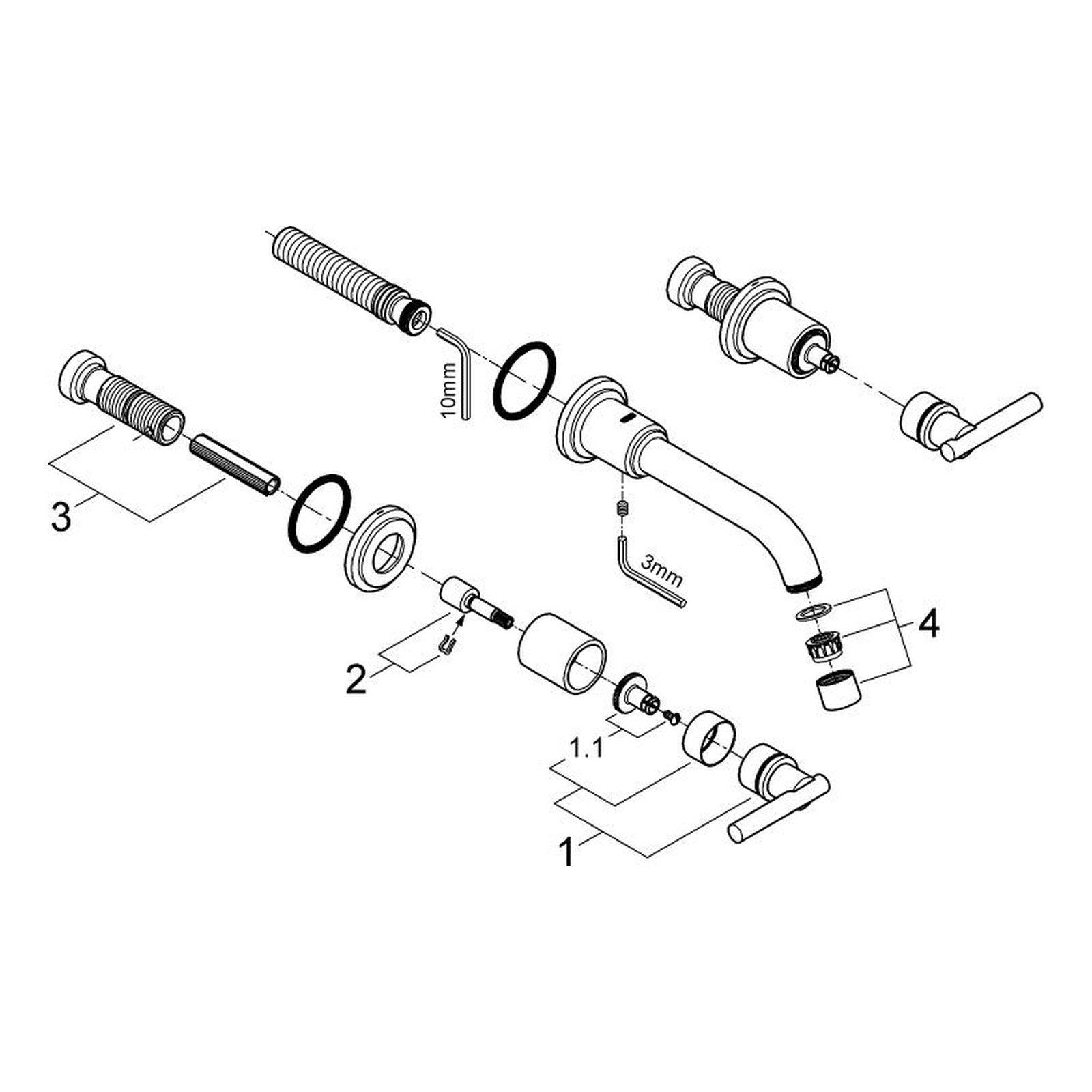 Onderdelentekening Grohe Atrio driegats wastafelmengkraan S-Size