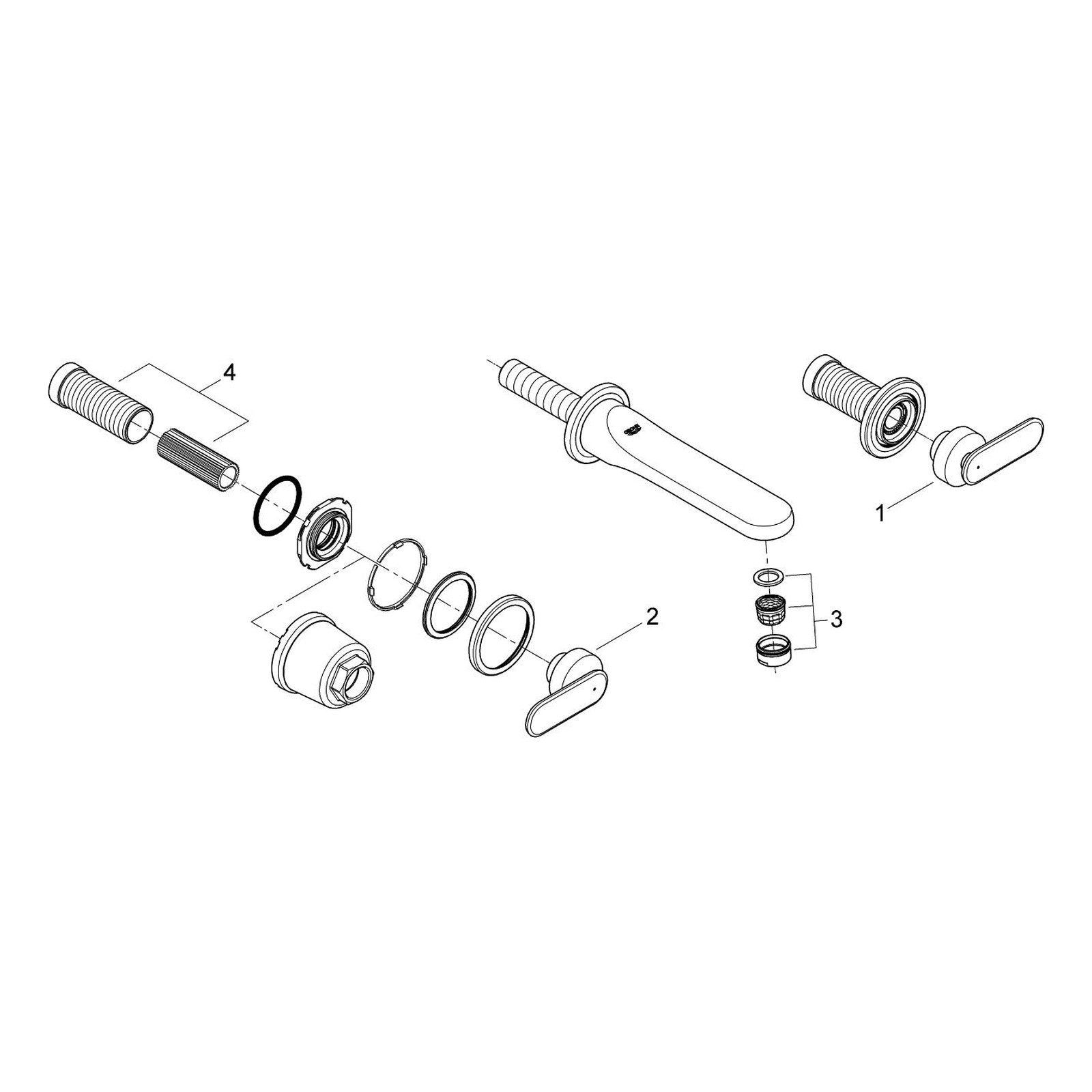 Onderdelentekening Grohe Veris driegats wastafelmengkraan S-Size