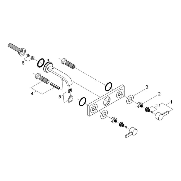 Onderdelentekening Grohe Allure driegats wastafelmengkraan S-Size