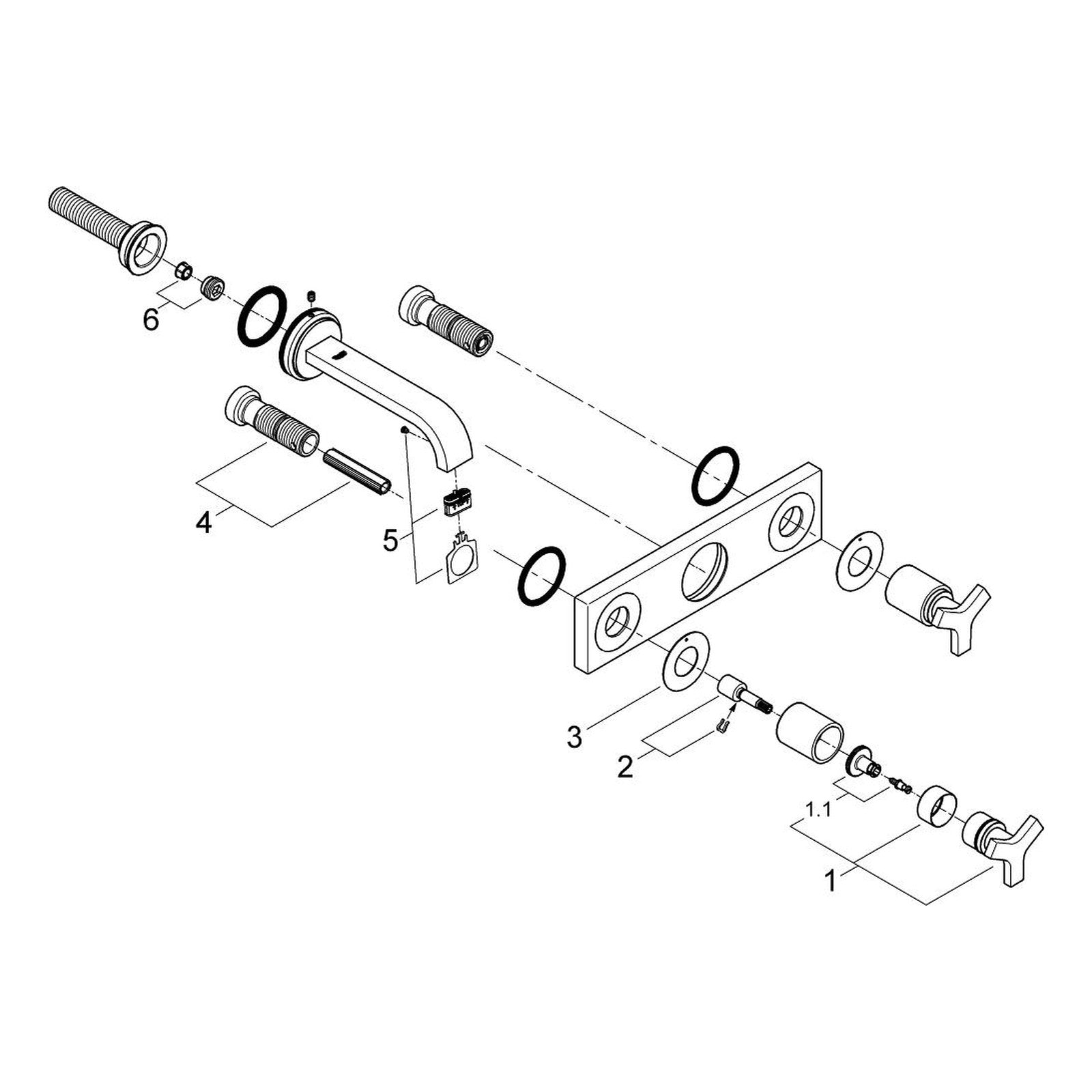 Onderdelentekening Grohe Allure driegats wastafelmengkraan S-Size