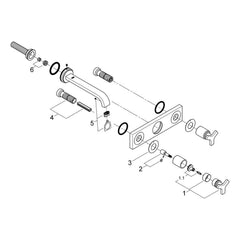 Onderdelentekening Grohe Allure driegats wastafelmengkraan M-Size