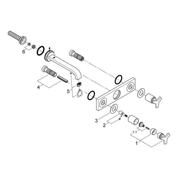 Onderdelentekening Grohe Allure driegats wastafelmengkraan M-Size