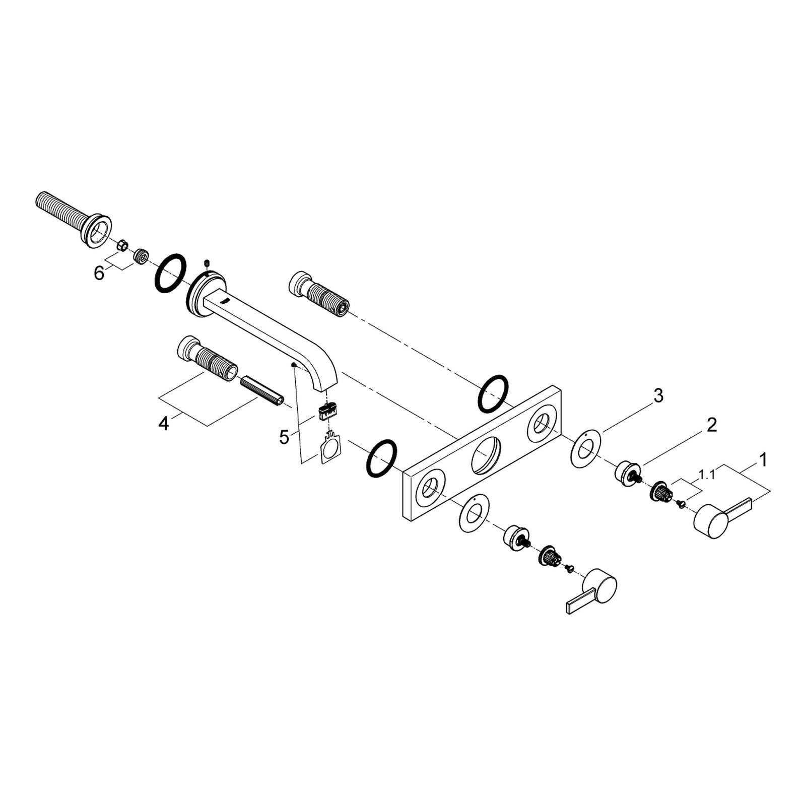 Onderdelentekening Grohe Allure driegats wastafelmengkraan M-Size