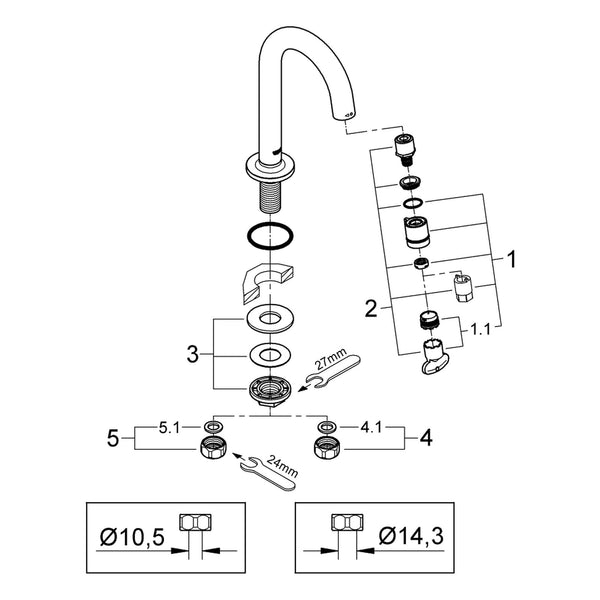 Onderdelentekening Grohe Universal toiletkraan