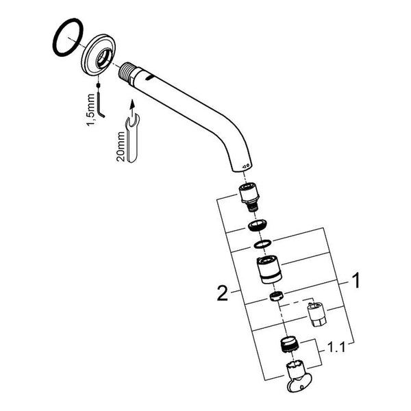 Onderdelentekening Grohe Universal toiletkraan wand