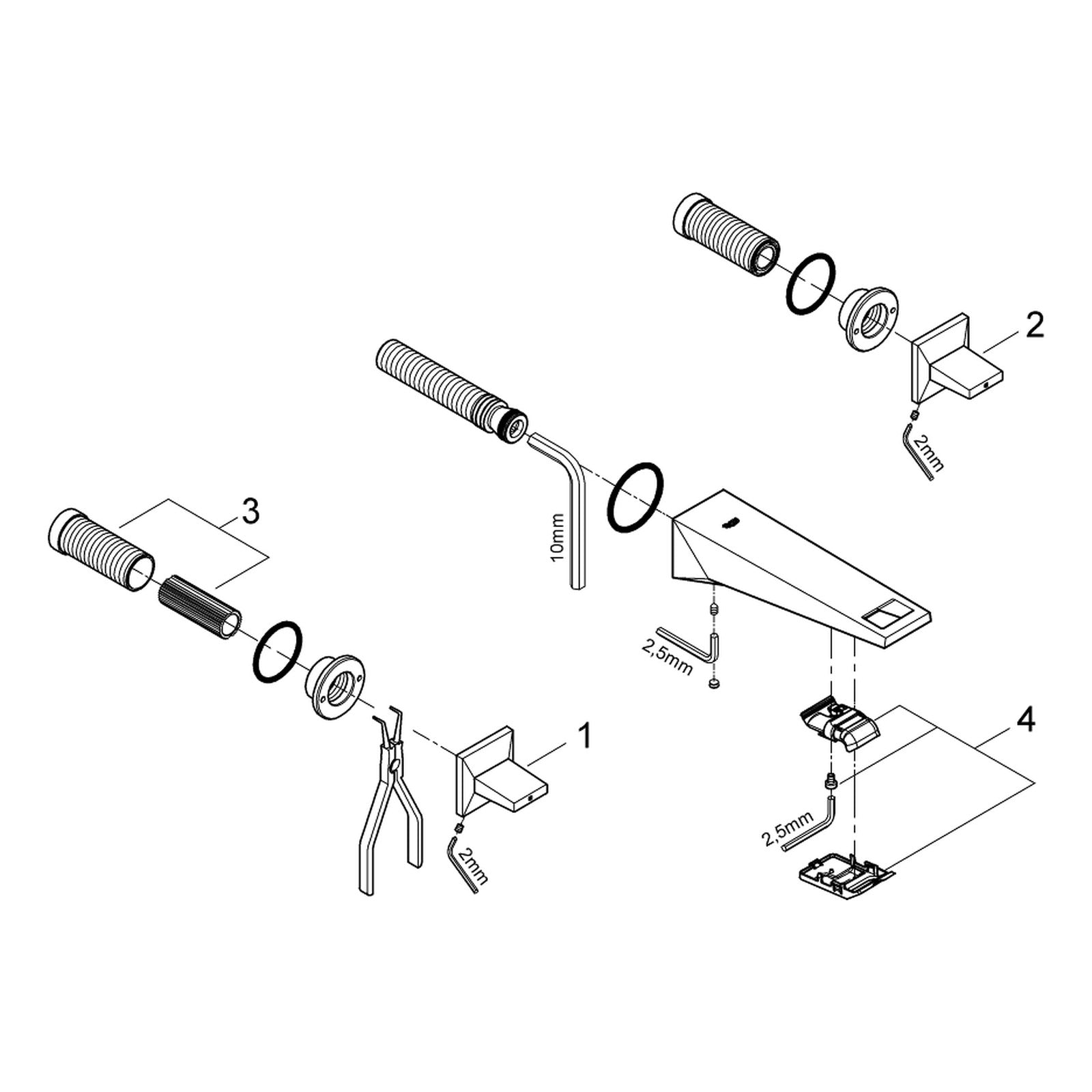 Onderdelentekening Grohe Allure Brilliant driegats wastafelmengkraan S-Size