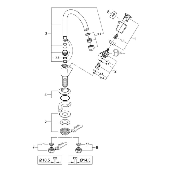 Onderdelentekening Grohe Costa L toiletkraan