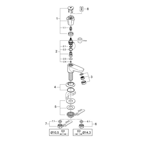 Onderdelentekening Grohe Costa L toiletkraan