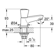 Maattekening Grohe Costa S toiletkraan