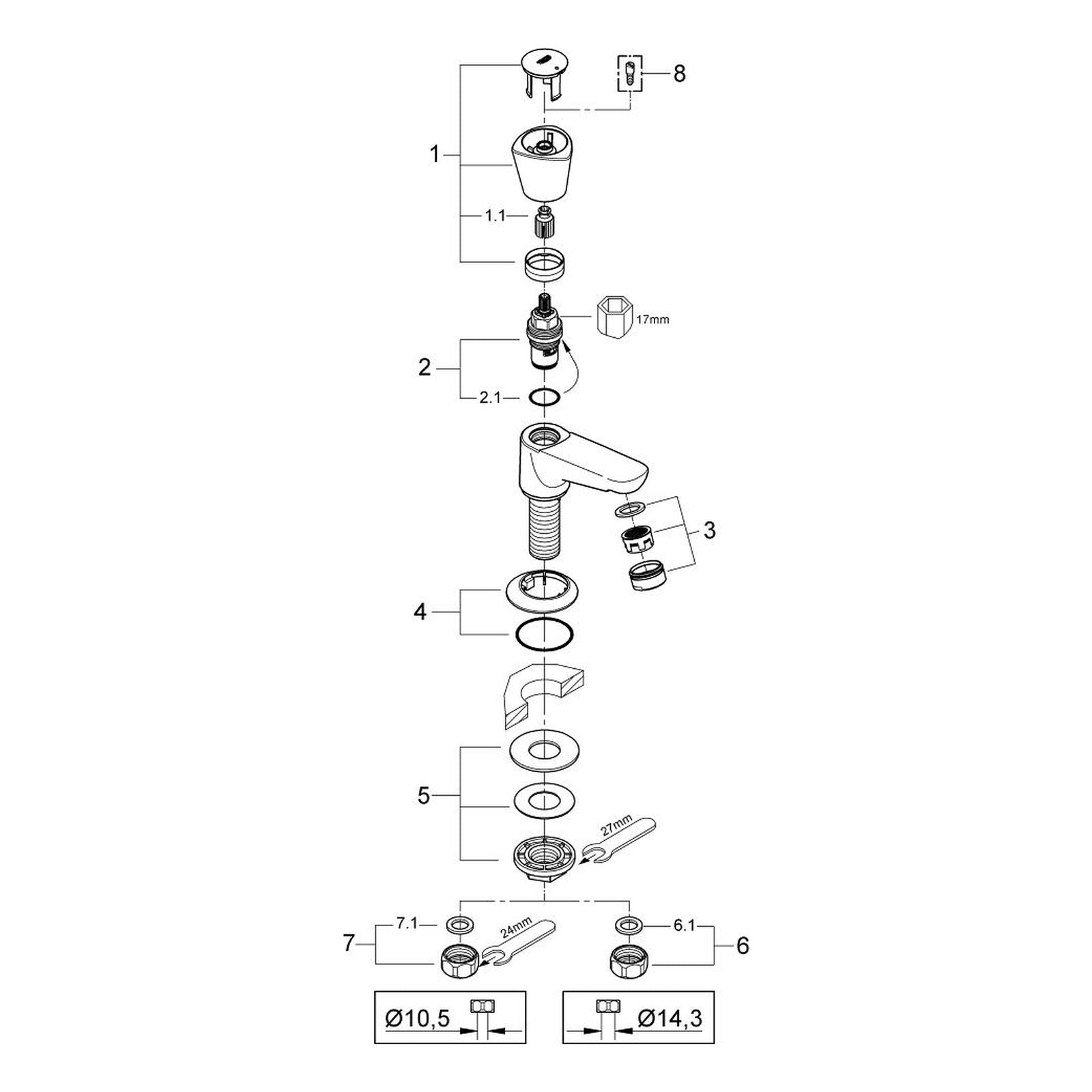 Onderdelentekening Grohe Costa S toiletkraan