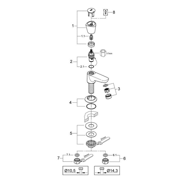 Onderdelentekening Grohe Costa S toiletkraan