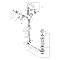 Onderdelentekening Grohe Sinfonia wastafelmengkraan