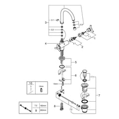 Onderdelentekening Grohe Atrio wastafelmengkraan L-Size