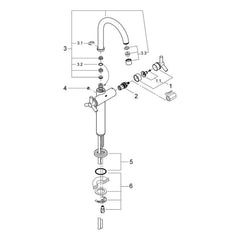 Onderdelentekening Grohe Atrio wastafelmengkraan XL-Size 2002–2007