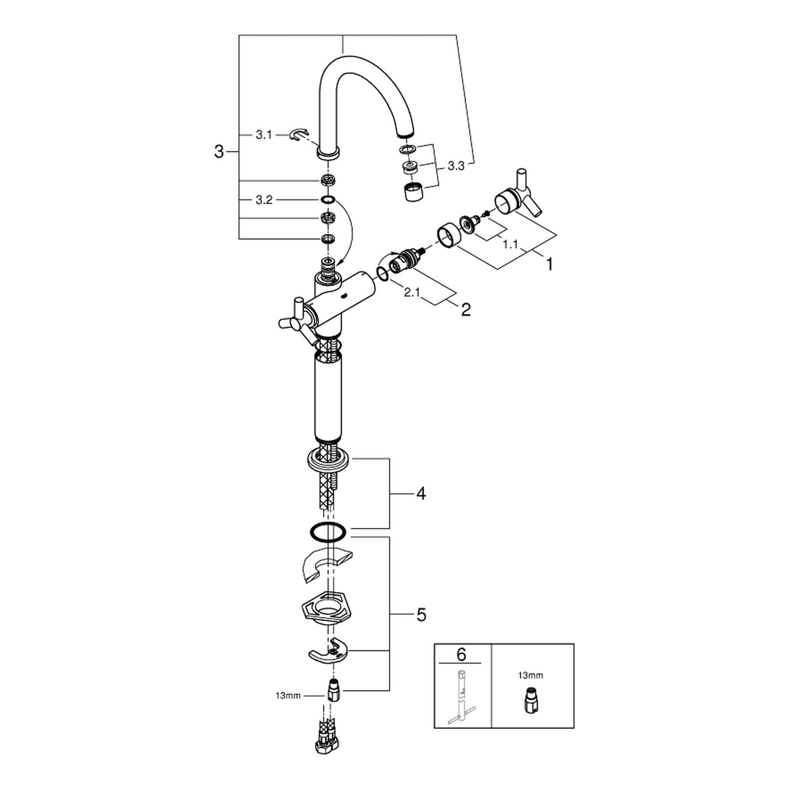 Onderdelentekening Grohe Atrio wastafelmengkraan XL-Size