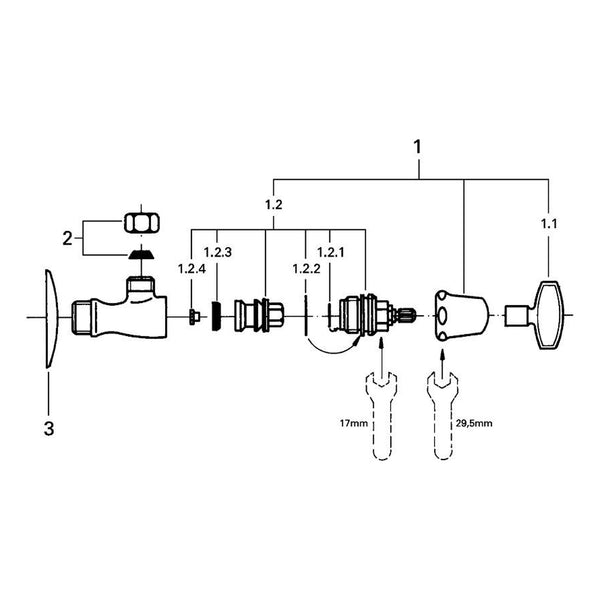 Onderdelentekening Grohe Atlanta hoekstopkraan 1/2