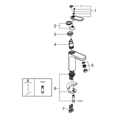 Onderdelentekening Grohe Veris wastafelmengkraan M-Size