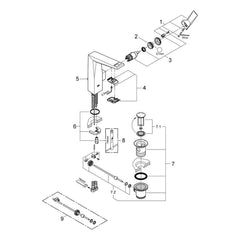 Onderdelentekening Grohe Allure Brilliant wastafelmengkraan L-Size 2010–2016