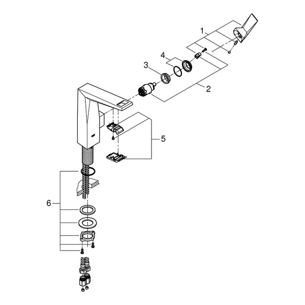 Onderdelentekening Grohe Allure Brilliant wastafelmengkraan L-Size