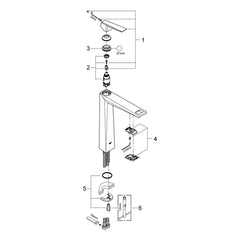 Onderdelentekening Grohe Allure Brilliant wastafelmengkraan XL-Size