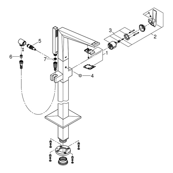 Onderdelentekening Grohe Allure Brilliant badmengkraan, vloermontage