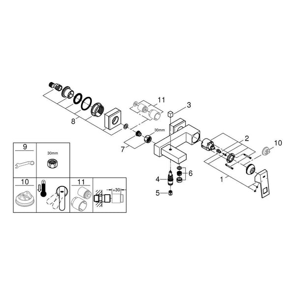 Onderdelentekening Grohe Eurocube badmengkraan