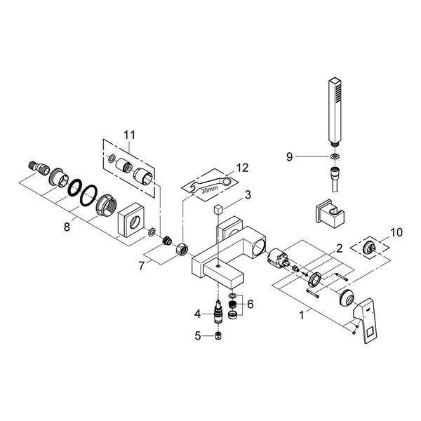 Onderdelentekening Grohe Eurocube badmengkraan