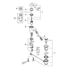 Onderdelentekening Grohe EuroPro bidetmengkraan S-Size 2011–2017