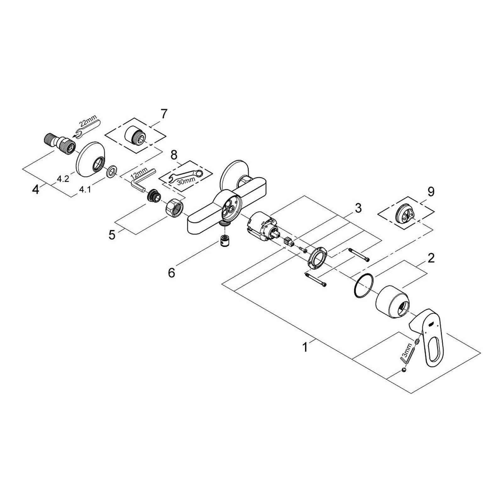 Onderdelentekening Grohe BauLoop douchemengkraan
