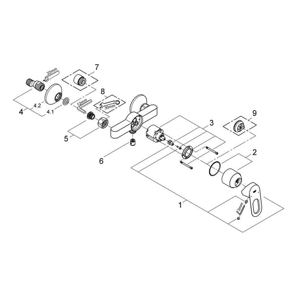 Onderdelentekening Grohe BauLoop douchemengkraan