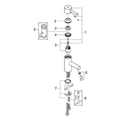 Onderdelentekening Grohe Essence wastafelmengkraan S-Size