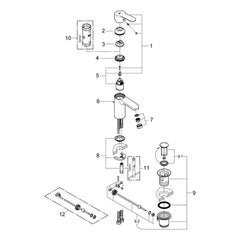 Onderdelentekening Grohe Eurostyle Cosmopolitan wastafelmengkraan S-Size 2012–2017
