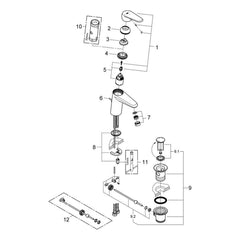 Onderdelentekening Grohe Eurodisc Cosmopolitan wastafelmengkraan S-Size