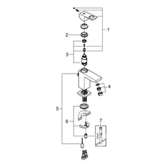 Onderdelentekening Grohe Eurocube wastafelmengkraan S-Size