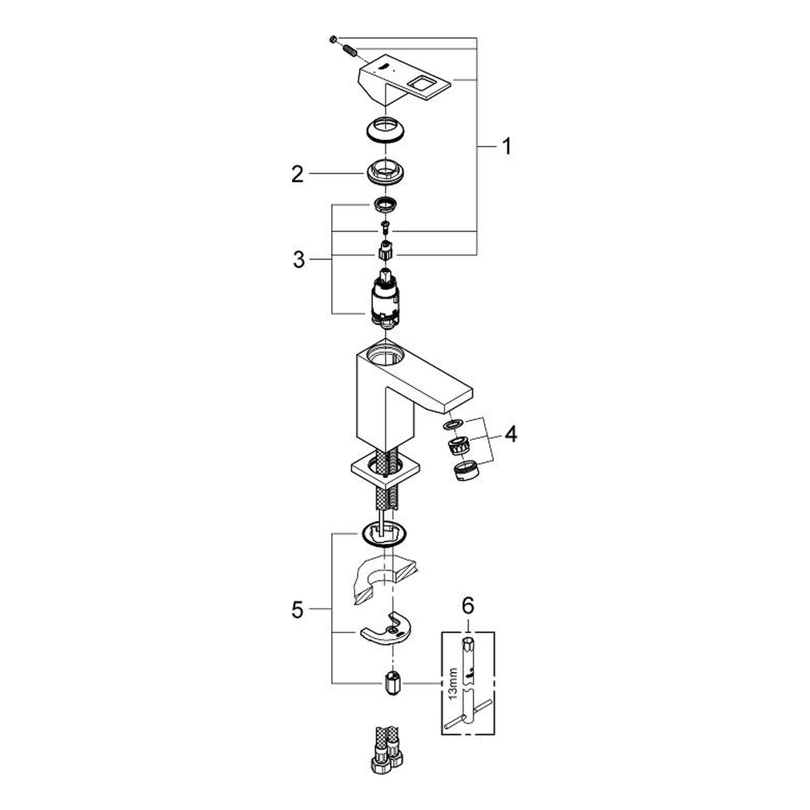 Onderdelentekening Grohe Eurocube wastafelmengkraan S-Size