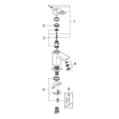Onderdelentekening Grohe Eurocube wastafelmengkraan S-Size