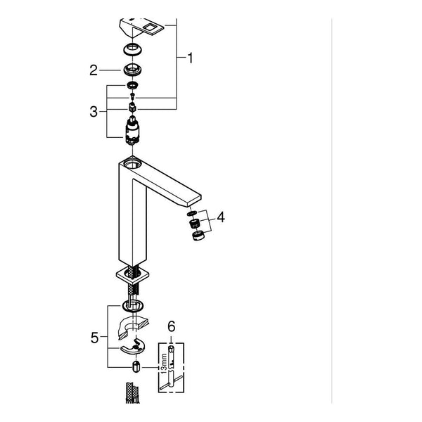 Onderdelentekening Grohe Eurocube wastafelmengkraan XL-Size