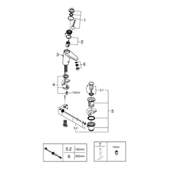 Onderdelentekening Grohe Eurodisc Joy wastafelmengkraan S-Size