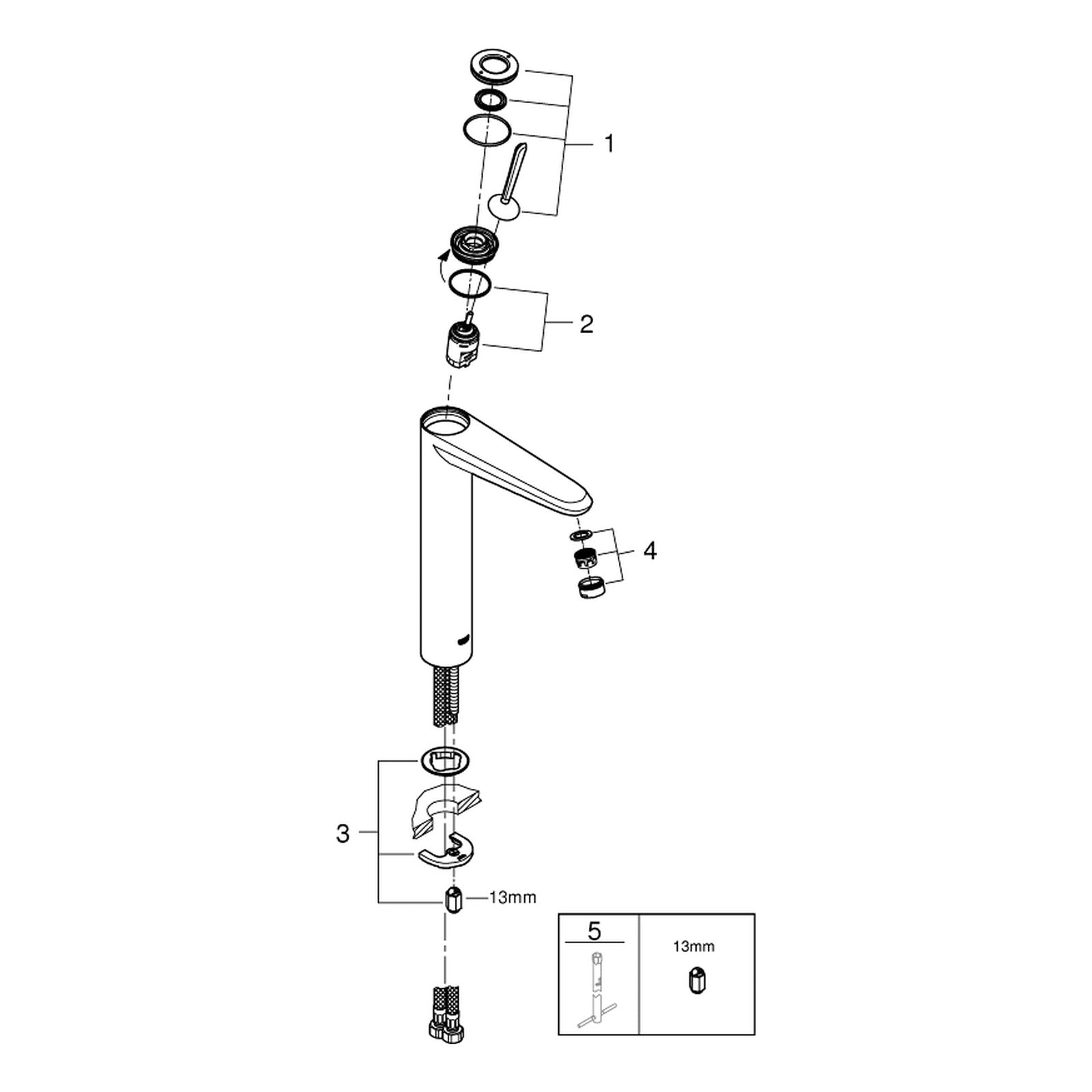 Onderdelentekening Grohe Eurodisc Joy wastafelmengkraan XL-Size