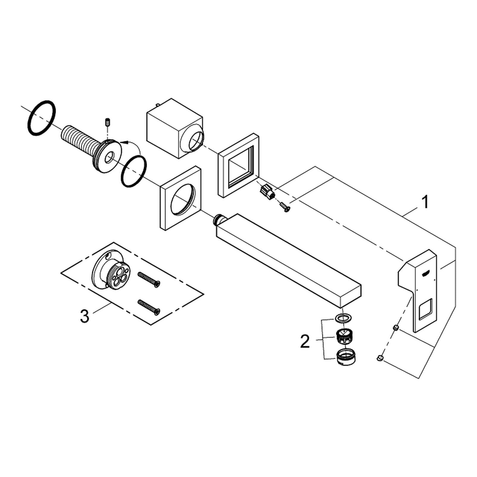 Onderdelentekening Grohe Eurocube tweegats wastafelmengkraan M-Size