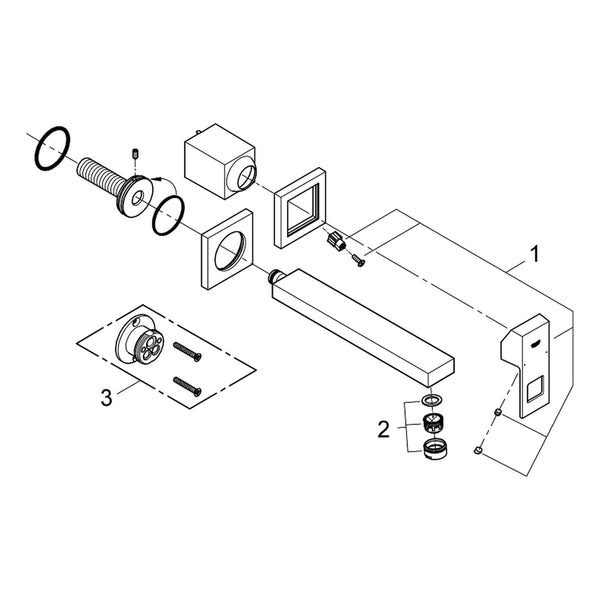 Onderdelentekening Grohe Eurocube tweegats wastafelmengkraan M-Size