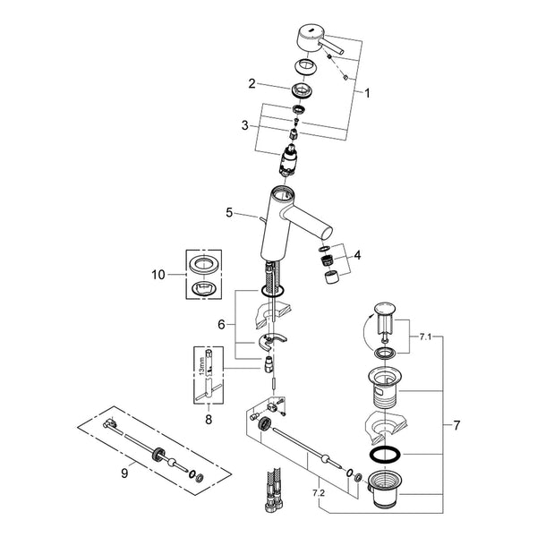 Onderdelentekening Grohe Concetto wastafelmengkraan M-Size