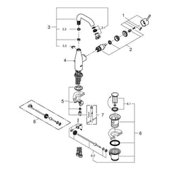 Onderdelentekening Grohe Essence wastafelmengkraan M-Size 2014–2016