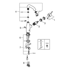 Onderdelentekening Grohe Essence wastafelmengkraan M-Size