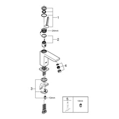 Onderdelentekening Grohe Eurocube Joy wastafelmengkraan M-Size