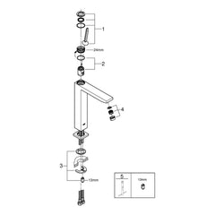Onderdelentekening Grohe Eurocube Joy wastafelmengkraan XL-Size