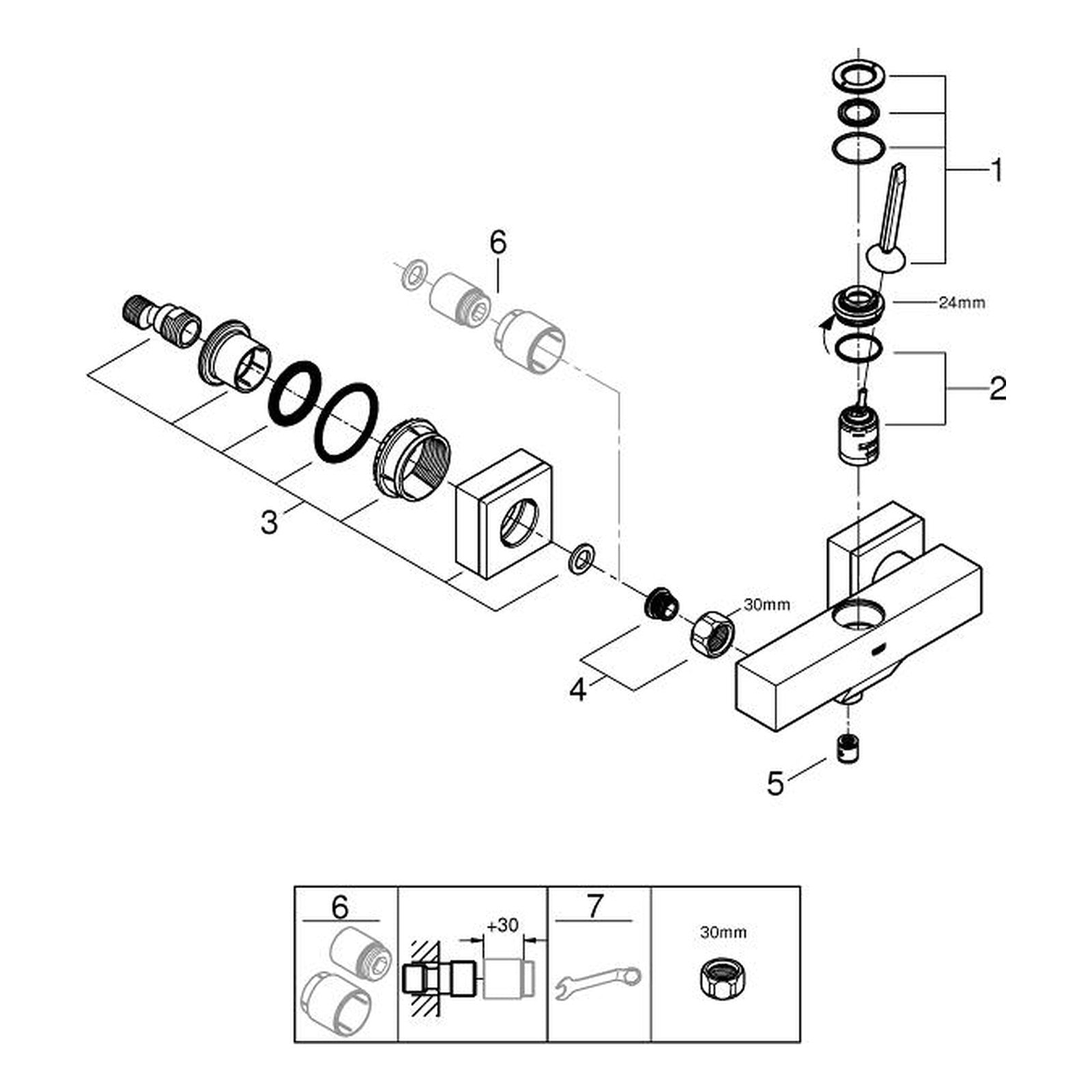 Onderdelentekening Grohe Eurocube Joy douchemengkraan