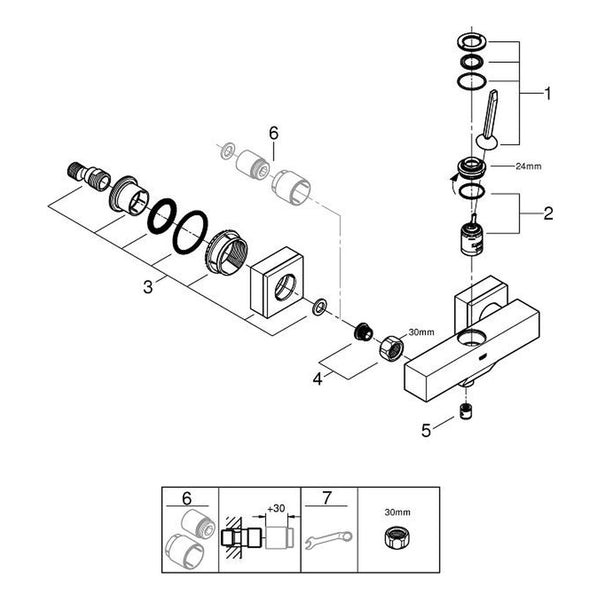 Onderdelentekening Grohe Eurocube Joy douchemengkraan