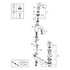 Onderdelentekening Grohe Eurostyle wastafelmengkraan S-Size 2015–2017